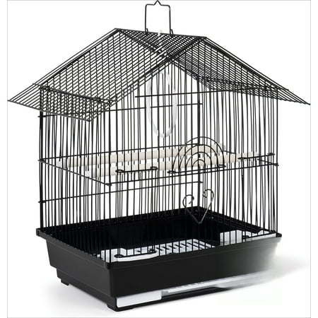Parakeet Manor Bird Cage with Handle for Home or Travel, Black