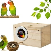 Parakeet Nest Box, Natural Wood Bird Nesting Box, Small Bird House Breeding Box for Budgie Lovebirds, Cockatiel, Parrots Mating, Aviary
