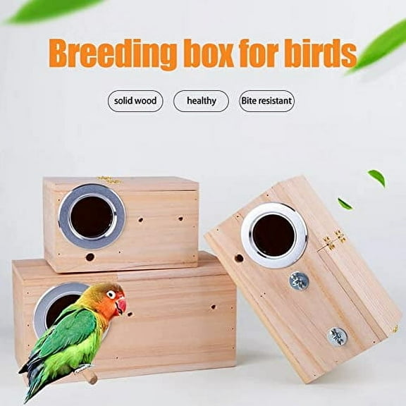 Parakeet Nest Box Wooden Bird Nest Outdoor Garden Decoration Breeding Box for Parrot Parakeet Cockatiel and Other Small Birds 4.5x4.5x7.5in