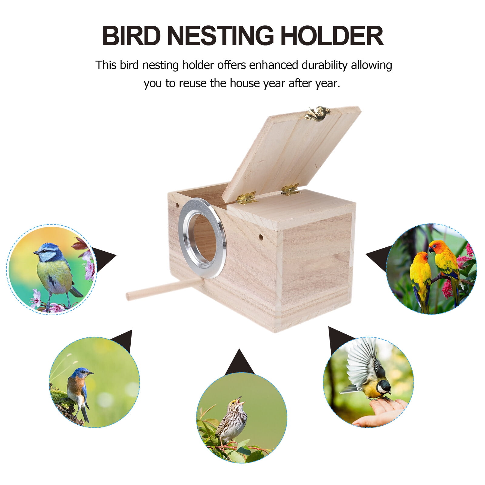 Parakeet Nesting Box, Bird Nest Breeding Box with Perch Wood Bird Cage House for Cockatiel