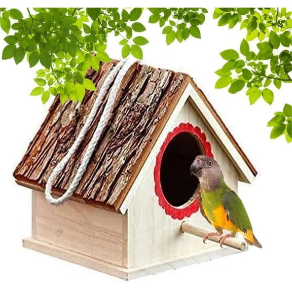 Parakeet Nesting Box Wood Bird House for Cage Wooden Parrot Nest Breeding Mating Box for Lovebirds Cockatiel Canary Finch Budgie and Small and Medium-Sized Birds
