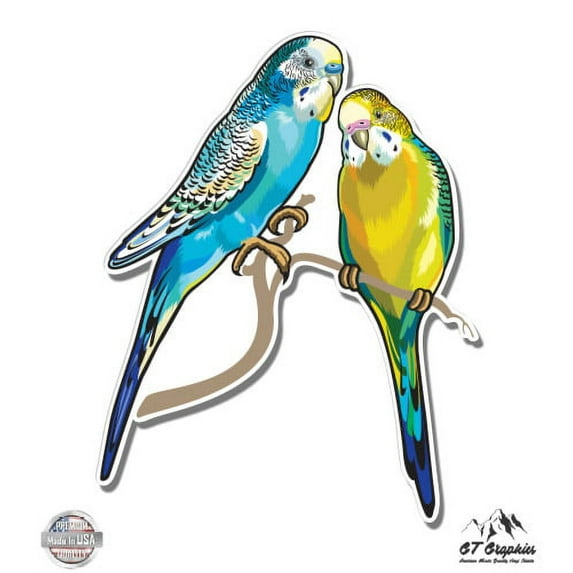 Parakeets - 3" Vinyl Sticker - For Car Laptop I-Pad Phone Helmet Hard Hat - Waterproof Decal