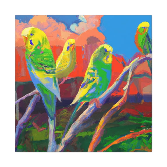 "Parakeets in Flight" - Canvas