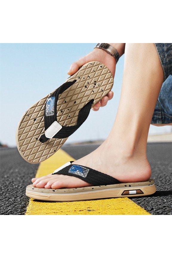 Parallel Braided Strap Split Toe Sandals Shock-Absorbing Multi-Layer Outsole Outdoor Driving Footwear