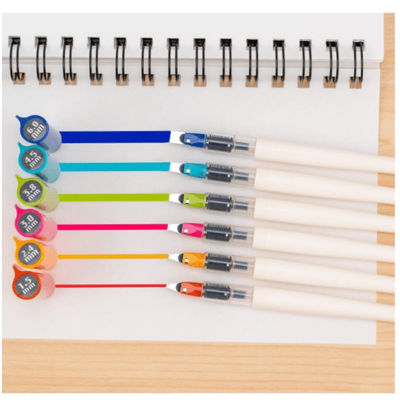 Parallel Caligraphy Pens, Assorted Point Sizes and Colors, 6 Count