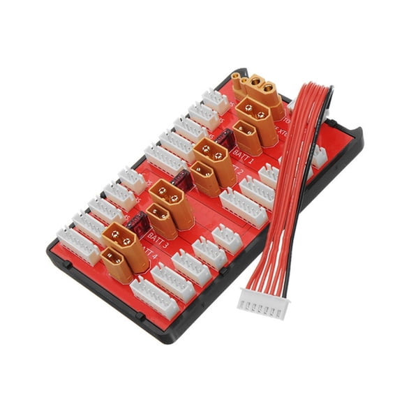 Parallel Charging Board For XT60 XT30, Safely Charges 4 Set 2-8S Battery Packs With 35A Current