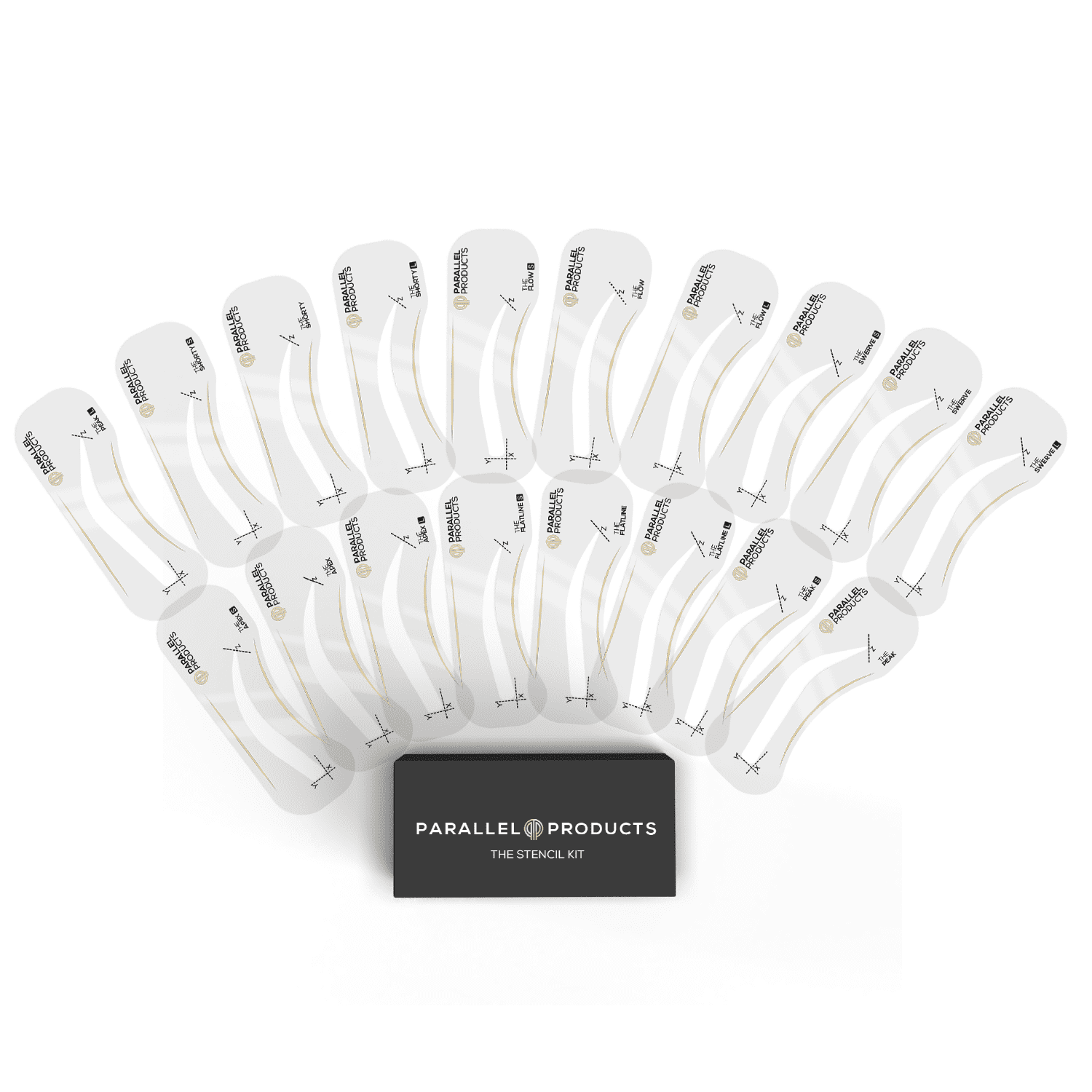 Parallel Products Eyebrow Stencils The Complete Reusable Brow Stencil Kit (18 Count