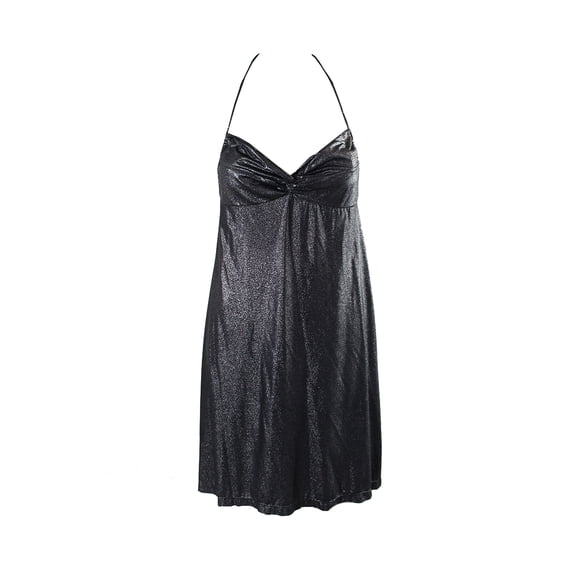 Parallel Silver Metallic Halter Dress L