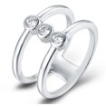 thumbnail image 1 of Parallel Three Stone Diamond Engagement Ring, Open Hollow Diamond Wedding Ring, Bezel Set Diamond Ring, Womens Cocktail Ring, 1.5 Ct Simulated Diamond, 14K White Gold Plated, 1 of 5