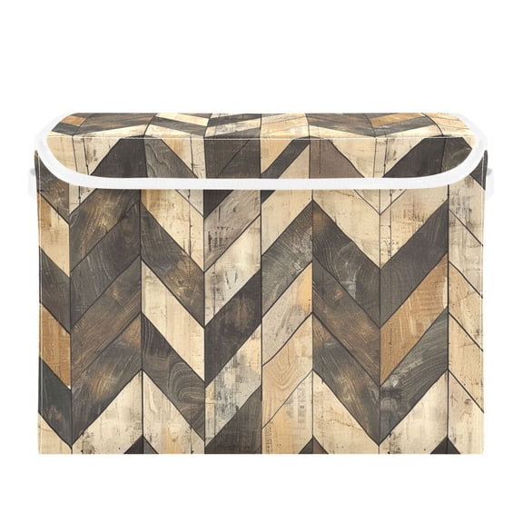 Parallelogram Splice Board Foldable Storage Bin with Lid and Handle Collapsible Storage Box 16.5 x 12.6 x 11.8 inches