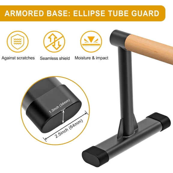 Parallette Bars for Calisthenics - Push Up & Dip Bar with Wood Handles, Rock-Free Support for Handstand, L-Sit & Home Strength Training, 600LB Capacity, 12" Height