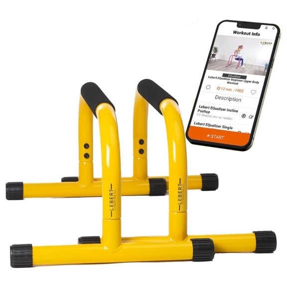 Parallette Push Up Bars Dip Station Stand - Perfect for Home and Garage Gym Exercise Equipment - Gymnastics, Calisthenics, Strength Training Parallel Bars for Men and Women Yellow