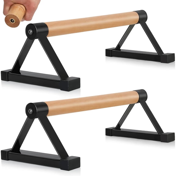 Parallettes Bars, 16 INCH Solid Wood Push Up Bars with Anti-Slip Grip for Calisthenics, Handstand, Floor Workouts, Sturdy Metal Bracket Supports Up to 600 lbs for Home Gym, CrossFit & Fitness Trainin