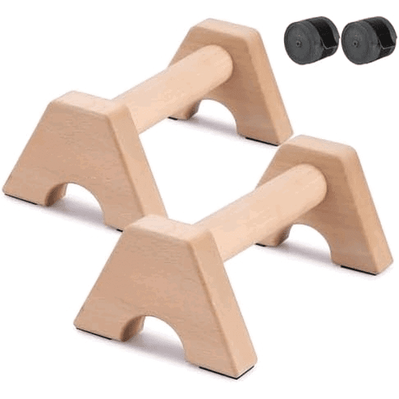 Parallettes Bars, Wooden Calisthenics Equipment with Anti-slip Tape, Push Up Bar& Handstand Blocks for Strength Training and Calisthenics$$Sport & Recreation Other