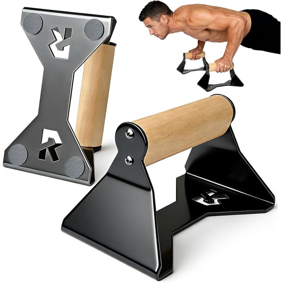 Parallettes Push Up Handles - 550LBS Beech Push Up Bars, Heavy Duty Steel Calisthenics Equipment for Gym, Anti-Slip Push Up Stands No Wrist