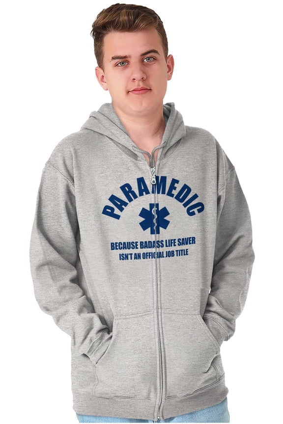 Paramedic Badass Life Saver EMT Unisex Fleece Graphic Zip Up Hoodie Brisco Brands 4X