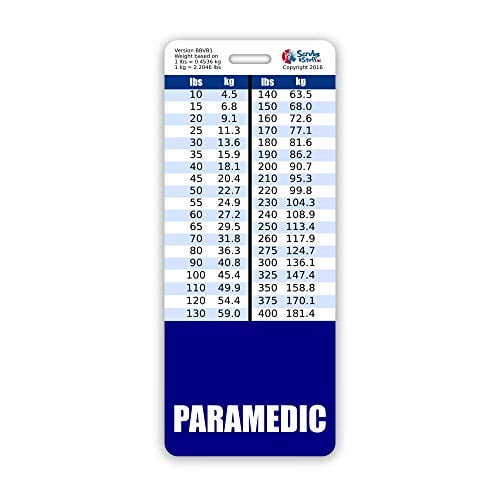 Paramedic Badge Vertical Wheight And Weight Conversion Charts Oversized
