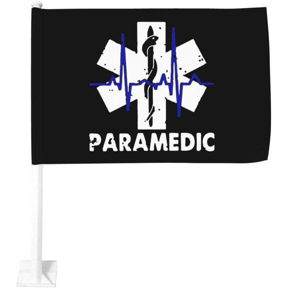 Paramedic Flag Car Flag 12x18 Inch Window Clip Flag - Double Sided Fade Resistant Outdoor Decoration Let Your Cars Stand Out