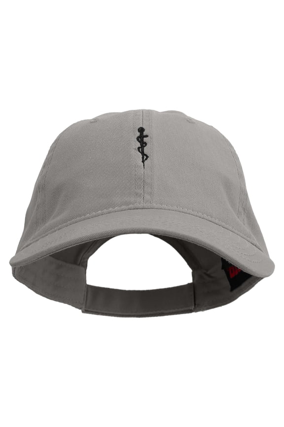 Paramedic Symbol Embroidered Garment Washed Cotton Twill Cap - Grey OSFM