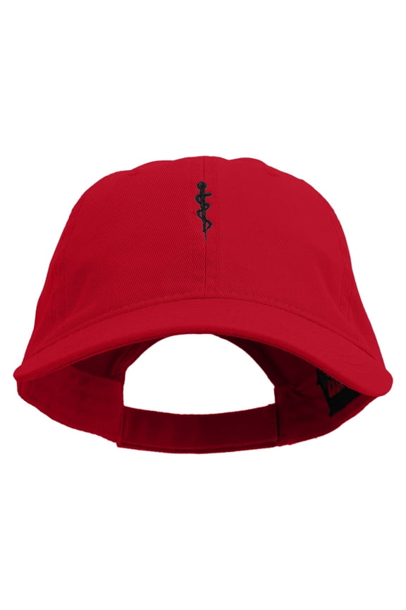 Paramedic Symbol Embroidered Garment Washed Cotton Twill Cap - Red OSFM