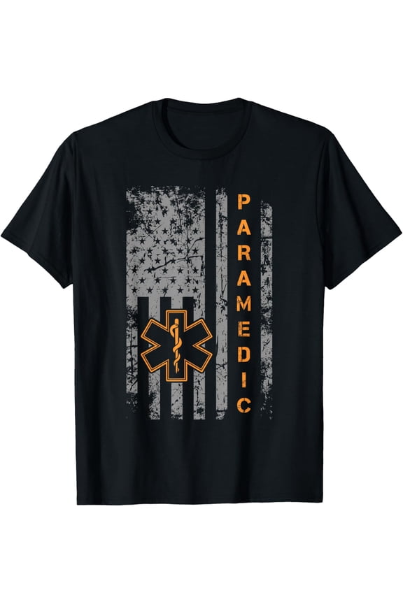 Paramedic Usa Flag Proud EMS EMT American Gifts Friend Tee T-Shirt