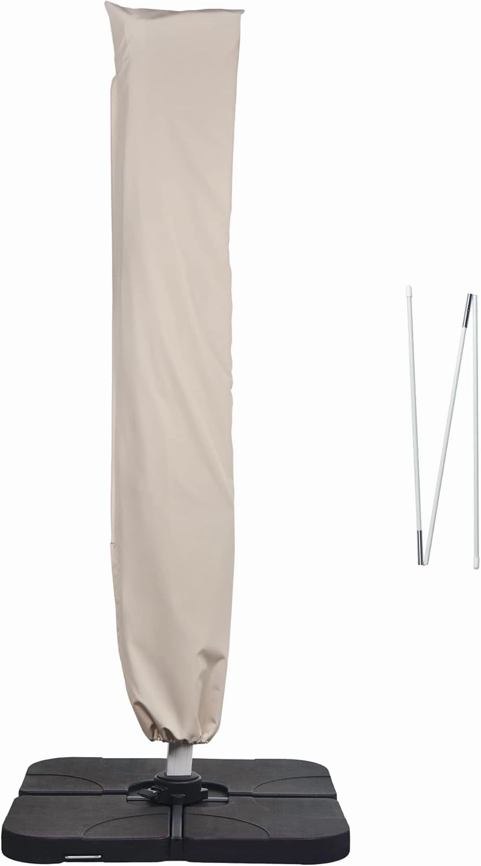 Paramondo Patio Umbrella Cover for 9ft to 13ft Offset Cantilever Umbrella, Outdoor Parasol Covers with Zipper and Push Rod, Waterproof and UV Resistant, Beige
