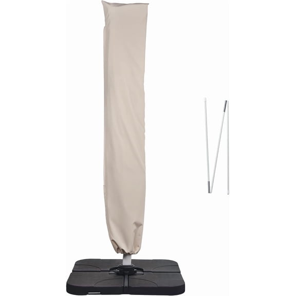 Paramondo Patio Umbrella Cover for 9ft to 13ft Offset Cantilever Umbrella, Outdoor Parasol Covers with Zipper and Push Rod, Waterproof and UV Resistant, Beige