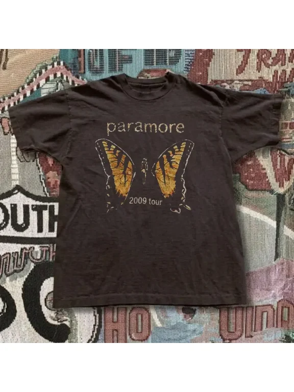 Paramore 2009 Tour Butterfly Unisex Graphic T-Shirt, Short Sleeve Crew Neck Tee, Casual Everyday Streetwear Top, Gift for Men Women