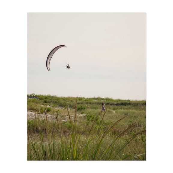 Paramotoring Over the Dunes 02 - Fire Island New York Photography Unframed Wall Art Print 30 x 40 inches