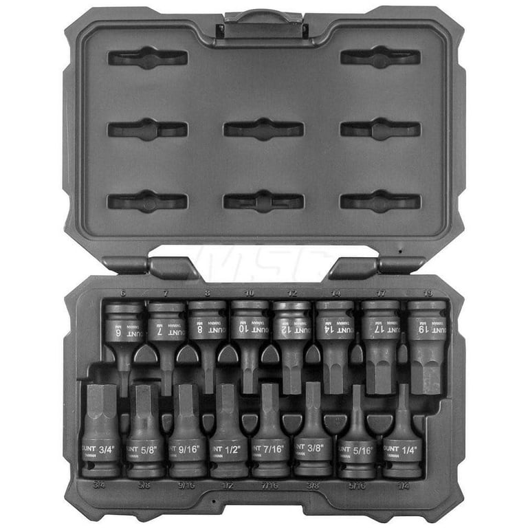 Paramount 16 Piece 1/2 Drive Inch/Metric Impact Hex Bit Socket Set for  Automotive: 1/4 to 3/4