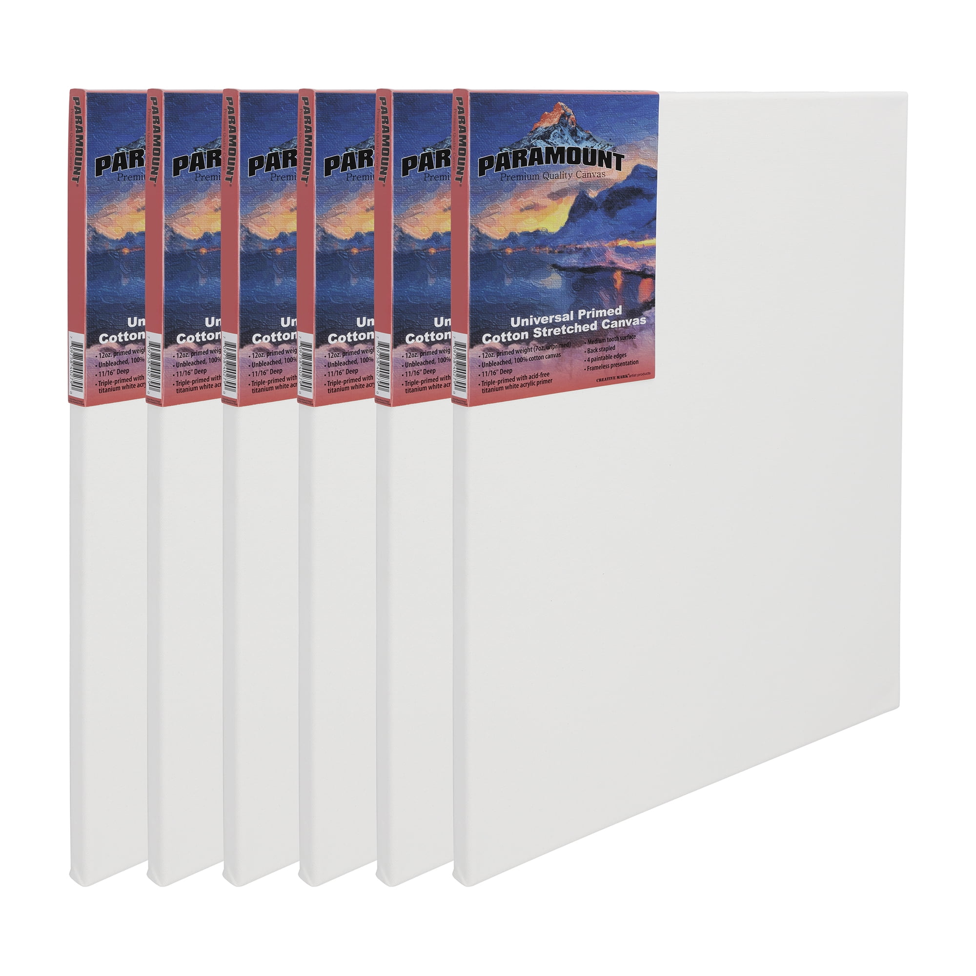 Paramount Artist Pre-Stretched Canvas for Painting, 11/16" Deep, 2 x 3, 6-Pack