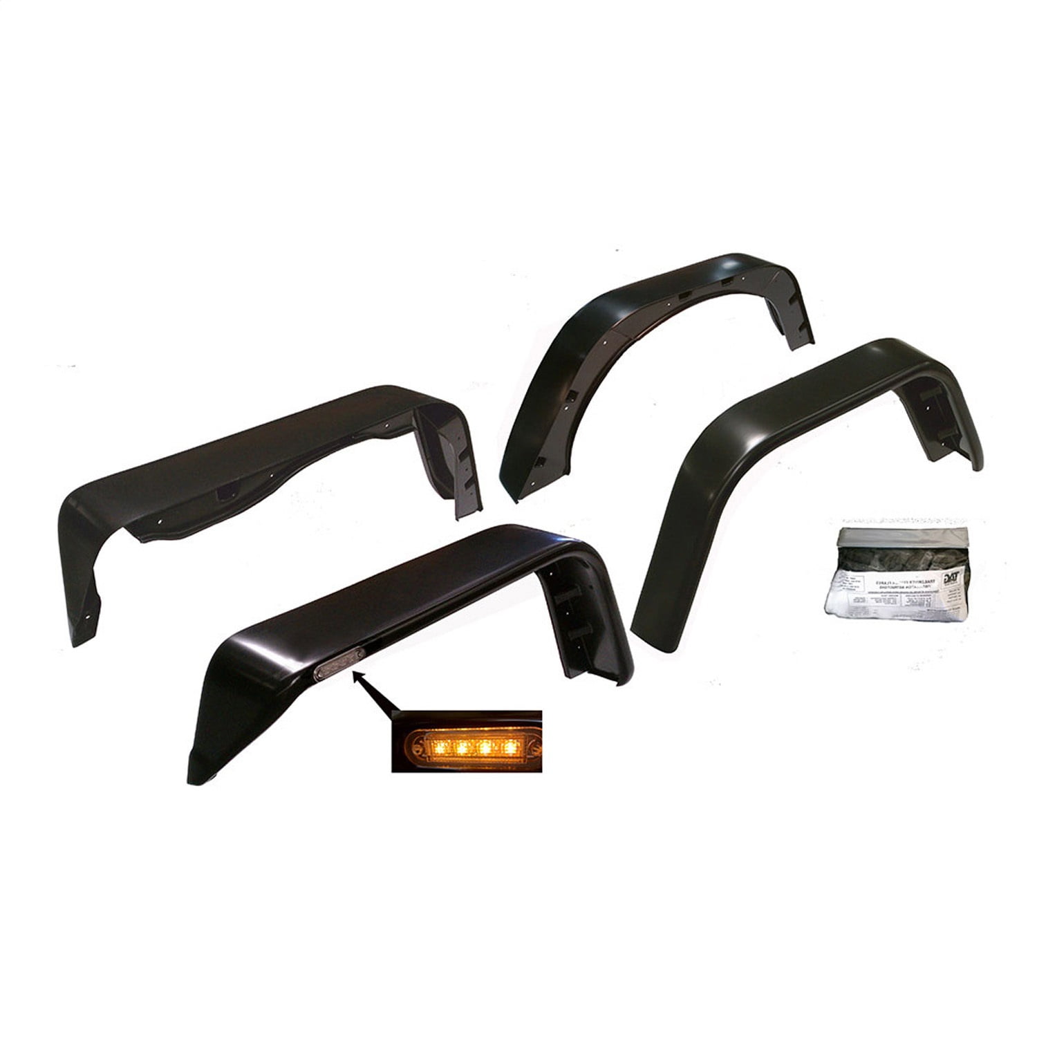 Paramount Automotive 17192 Flat Style Fender Flares Fits 9706 Wrangler