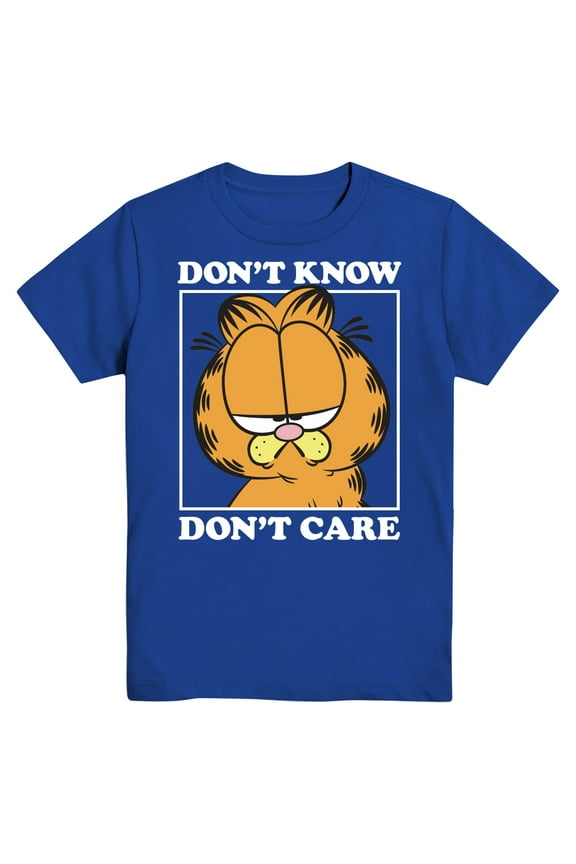 Paramount Boys Garfield Dont Care Again, Crew Neck, Short Sleeve, Graphic T-Shirt, Sizes 4-18