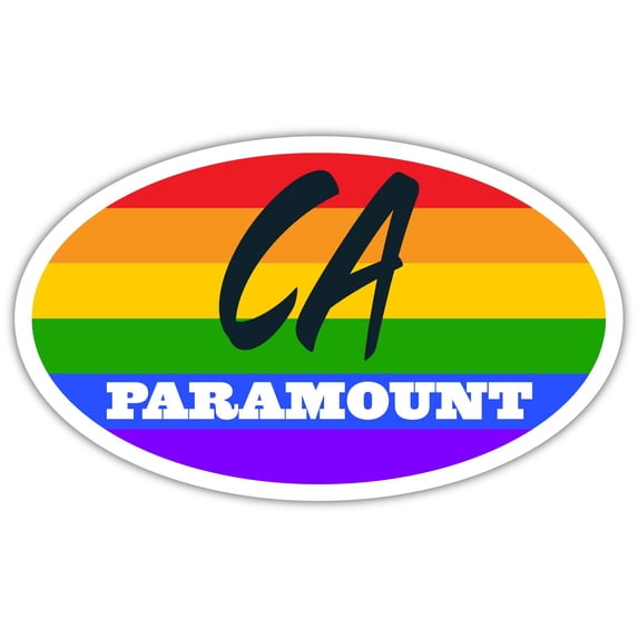 Paramount CA California Los Angeles County Rainbow Pride Flag 6 Stripes Pride Flag Euro Decal Bumper Sticker 3M Vinyl 3" x 5"