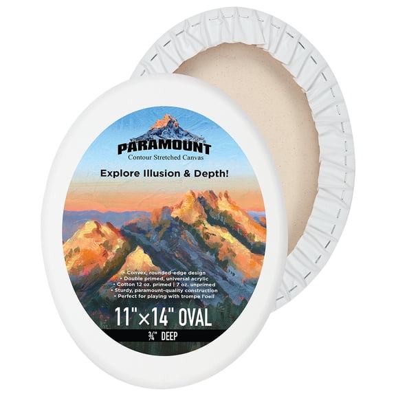 Paramount Contour Convex Profile Stretched Canvas, 11x14"" Oval Canvas, 5 Pack, 3/4" Deep - Double Primed for Oil, Acrylic, and Mixed Media Art - 100% Cotton Duck Medium Texture