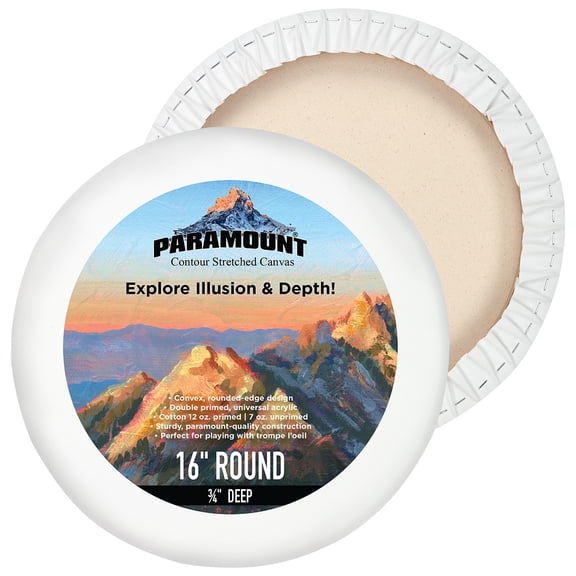 Paramount Contour Convex Profile Stretched Canvas, 16" Round Canvas, 5 Pack, 3/4" Deep - Double Primed for Oil, Acrylic, and Mixed Media Art - 100% Cotton Duck Medium Texture