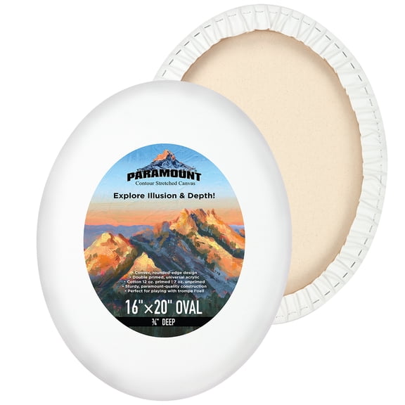 Paramount Contour Convex Profile Stretched Canvas,16x20" Oval Canvas, 3/4" Deep - Double Primed for Oil, Acrylic, and Mixed Media Art - 100% Cotton Duck Medium Texture
