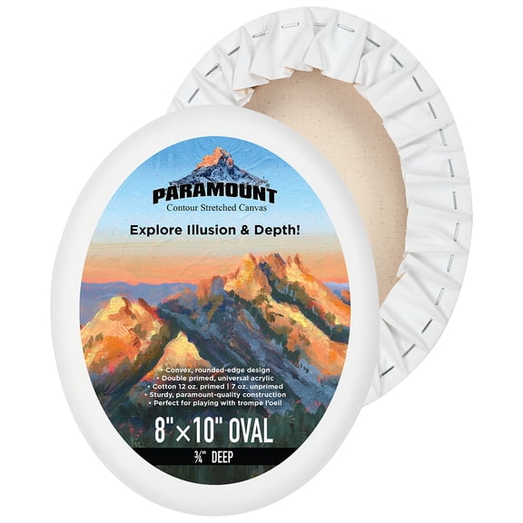Paramount Contour Convex Profile Stretched Canvas, 8x10" Oval Canvas, 5 Pack, 3/4" Deep - Double Primed for Oil, Acrylic, and Mixed Media Art - 100% Cotton Duck Medium Texture