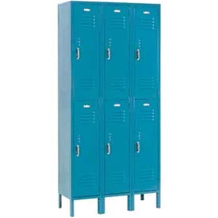 Paramount Double Tier 6 Door Ready to Assemble Locker - Blue - 12 x 18 x 36 in.