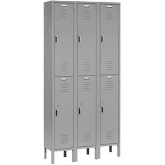 Paramount Double Tier 6 Door Ready to Assemble Locker - Gray - 12 x 12 x 36 in.