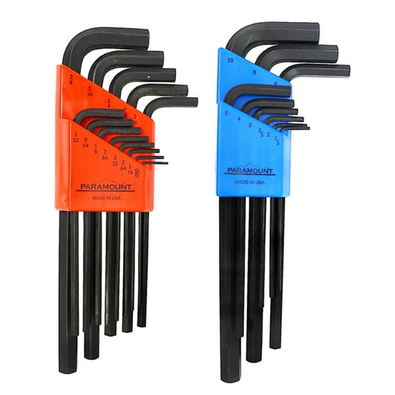 Paramount Inch & Metric Steel 22 Piece Hex Key Set with L Handles