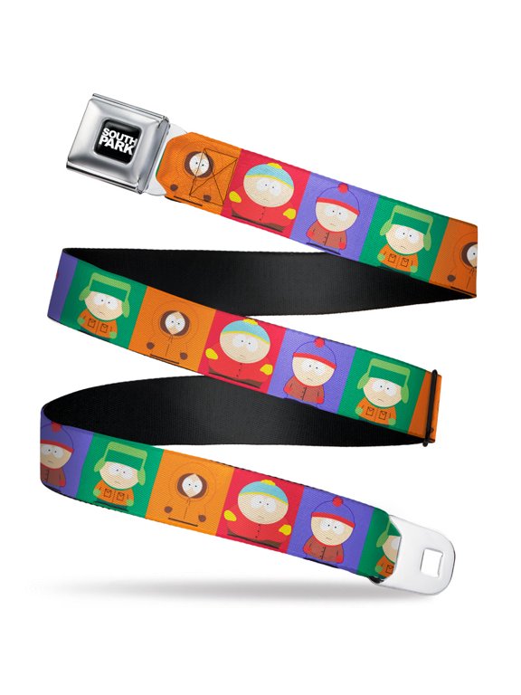 Paramount Network Belt, Seatbelt Buckle Belt, South Park Boys Pose Blocks Multi Color, Youth 22 to 32 Inches