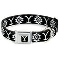 thumbnail image 1 of Paramount Network Pet Collar, Dog Collar Metal Seatbelt Buckle, Yellowstone Dutton Ranch and Native American Icons Black, 9.5 to 13 Inches 1.0 Inch Wide, 1 of 8
