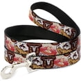 thumbnail image 1 of Paramount Network Pet Leash, Dog Leash, Yellowstone Patches Stacked Browns Reds Yellows, 4 Feet Long 1.0 Inch Wide, 1 of 1