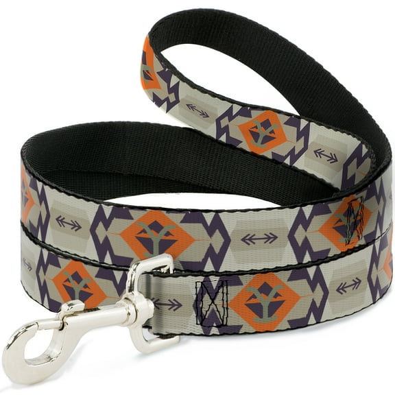 Paramount Network Pet Leash, Dog Leash, Yellowstone Y Logo Native American Tribal Tans Blue Orange, 6 Feet Long 1.0 Inch Wide