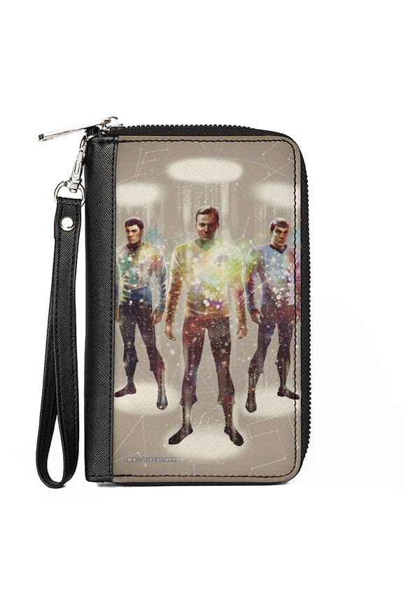 Paramount Network Wallet, Zip Around, Star Trek Crew Trio Beam Transporter Pose, Vegan Leather