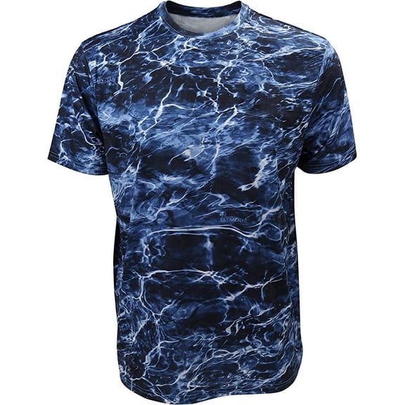 Paramount Outdoors EAG Elite Men's Short Sleeve Mossy Oak Elements Quick Dry Performance Blue Martin Fishing Tee Shirt
