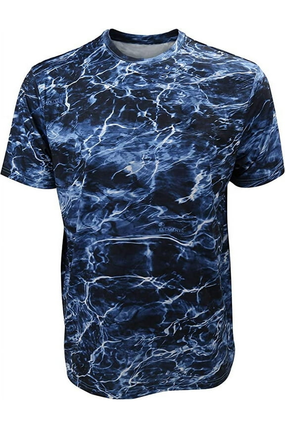 Paramount Outdoors EAG Elite Men's Short Sleeve Mossy Oak Elements Quick Dry Performance Blue Martin Fishing Tee Shirt