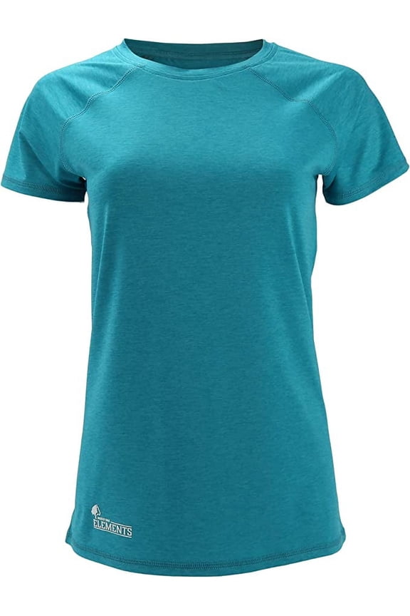 Paramount Outdoors EAG Elite Women's Short Sleeve Mossy Oak Elements Quick Dry Breeze Colorcore Caribbean Sea Performance Fishing Sun Tee Shirt