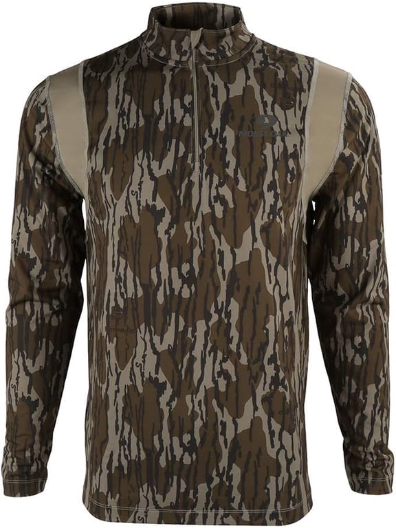 Paramount Outdoors EHG Elite Engineered Hunting Gear Kenai Camo Hunting Base Layer Quarter Zip Pullover Top (Mossy Oak Bottomland)